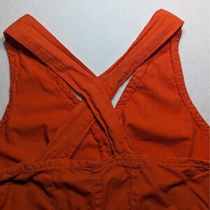 Center Aisle Orange Button Front Romper Criss Cross Back Cotton M
